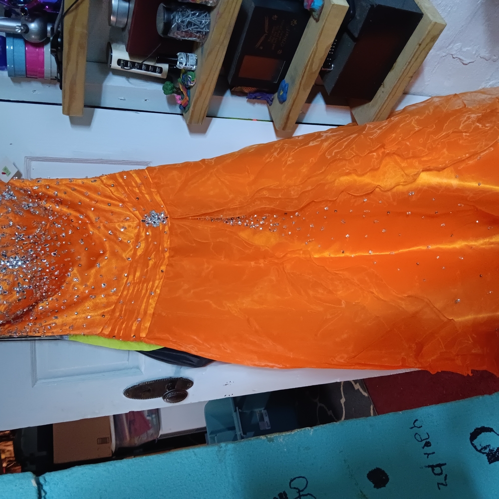Vibrant Orange Dress with Silver Details